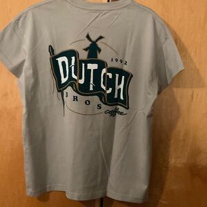 Dutch Bros Light Gray Short Sleeve Tee with Logo Flag Graphic